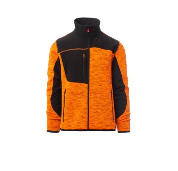 KURTKA SOFTSHELL MĘSKA TRAVEL - POMARAŃCZOWY FLUO/CZARNY