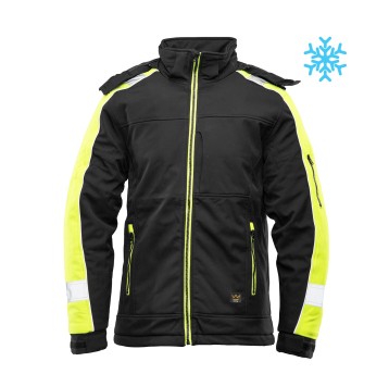 KURTKA SOFTSHELL OCIEPLANA SEVEN KINGS RIVAL - CZARNY-ŻÓŁTY