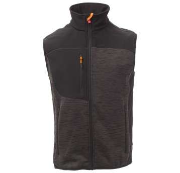 KURTKA SOFTSHELL TOUR - SZARY STALOWY MELANŻ-CZARNO-POMARAŃCZOWY FLUO