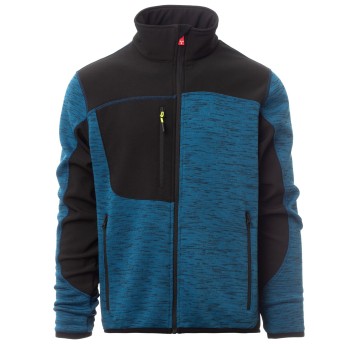 KURTKA SOFTSHELL TRAVEL - NIEBIESKI MELANŻ-CZARNO