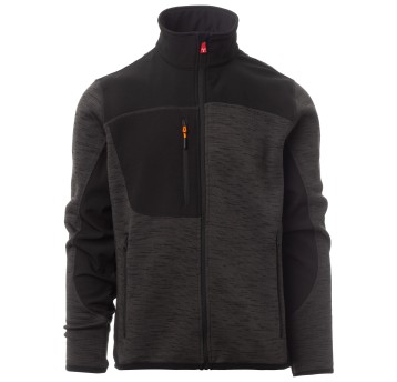 KURTKA SOFTSHELL TRAVEL - SZARY STALOWY MELANŻ-CZARNO