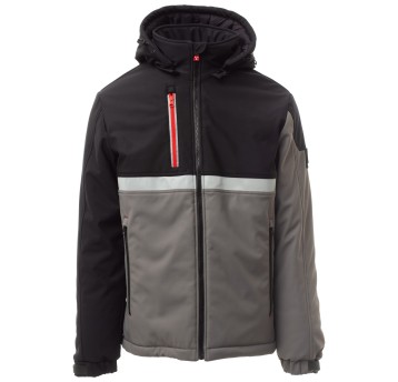 KURTKA SOFTSHELL WISE PAD - ZADYMIONY-CZARNY