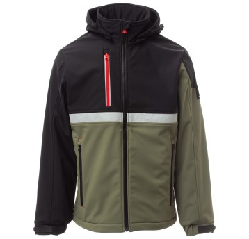 KURTKA SOFTSHELL WISE - ZIELONY WOJSKOWY-CZARNY