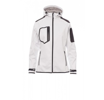 KURTKA SOFTSHELL Z KAPTUREM DAMSKA EXTREME LADY - BIAŁY/CZARNY