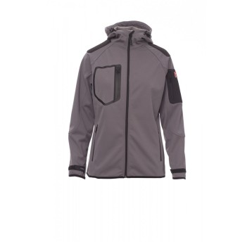 KURTKA SOFTSHELL Z KAPTUREM DAMSKA EXTREME LADY - SZARY STALOWY/CZARNY