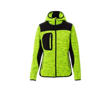 KURTKA SOFTSHELL Z KAPTUREM DAMSKA TRIP LADY - ŻÓŁTY FLUO/CZARNY