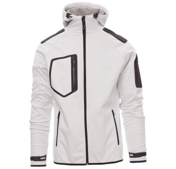 KURTKA SOFTSHELL Z KAPTUREM EXTREME - BIAŁY-CZARNY