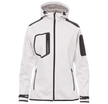 KURTKA SOFTSHELL Z KAPTUREM EXTREME LADY - BIAŁY-CZARNY