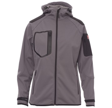 KURTKA SOFTSHELL Z KAPTUREM EXTREME LADY - SZARY STALOWY-CZARNY