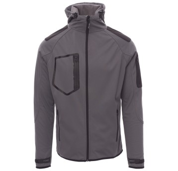 KURTKA SOFTSHELL Z KAPTUREM EXTREME - SZARY STALOWY-CZARNY