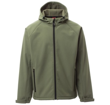 KURTKA SOFTSHELL Z KAPTUREM GALE - ZIELONY WOJSKOWY