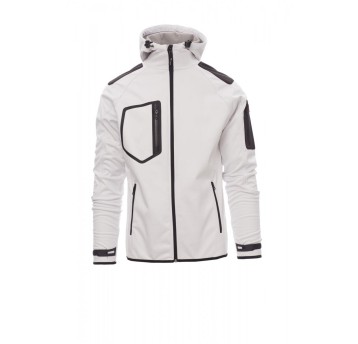 KURTKA SOFTSHELL Z KAPTUREM MĘSKA EXTREME - BIAŁY/CZARNY
