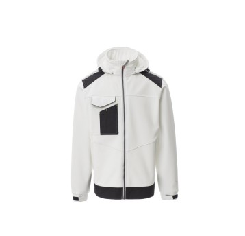 KURTKA SOFTSHELL Z KAPTUREM MĘSKA PERFORMER 2.0 - BIAŁY/CZARNY