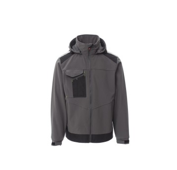 KURTKA SOFTSHELL Z KAPTUREM MĘSKA PERFORMER 2.0 - ZADYMIONY/CZARNY
