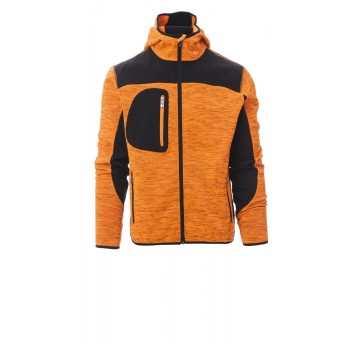 KURTKA SOFTSHELL Z KAPTUREM MĘSKA TRIP - POMARAŃCZOWY FLUO/CZARNY