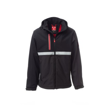 KURTKA SOFTSHELL Z KAPTUREM MĘSKA WISE - ANTRACYTOWY/CZARNY