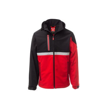KURTKA SOFTSHELL Z KAPTUREM MĘSKA WISE - CZERWONY/CZARNY