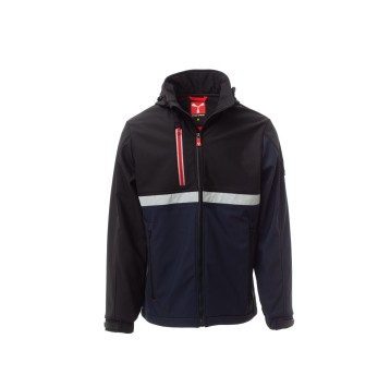 KURTKA SOFTSHELL Z KAPTUREM MĘSKA WISE - GRANATOWY/CZARNY
