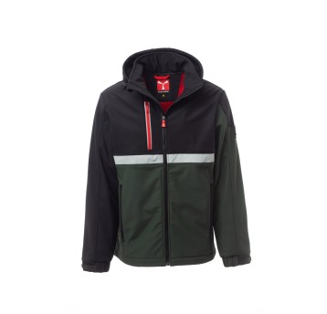 KURTKA SOFTSHELL Z KAPTUREM MĘSKA WISE - LEŚNA ZIELEŃ/CZARNY