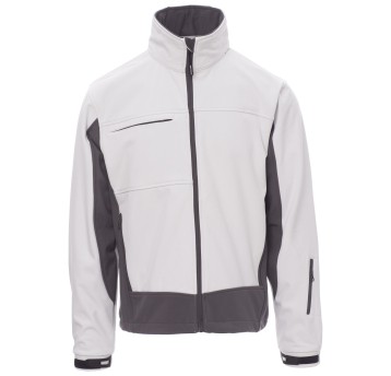 KURTKA SOFTSHELL Z KAPTUREM STORM - BIAŁY-SZARY