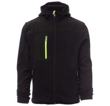 KURTKA SOFTSHELL Z KAPTUREM TRIP - CZARNY-CZARNY-ŻÓŁTY FLUO