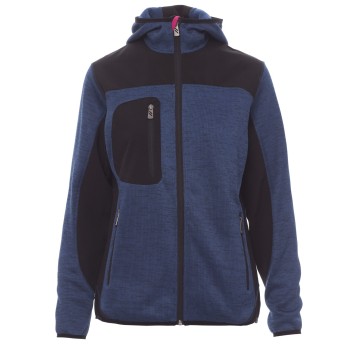 KURTKA SOFTSHELL Z KAPTUREM TRIP LADY - NIEBIESKI MELANŻ-CZARNO-FUKSJOWY FLUO