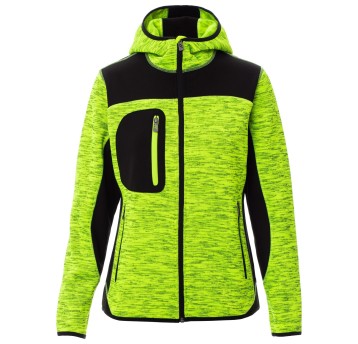 KURTKA SOFTSHELL Z KAPTUREM TRIP LADY - ŻÓŁTY FLUO-CZARNY