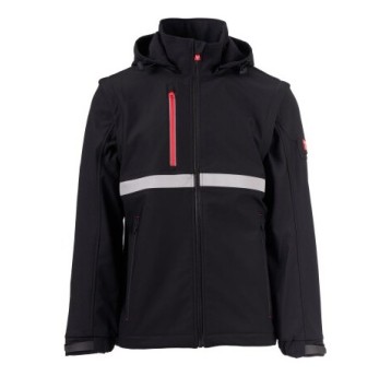 KURTKA SOFTSHELL Z KAPTUREM WISE 2IN1 - CZARNY-CZARNY