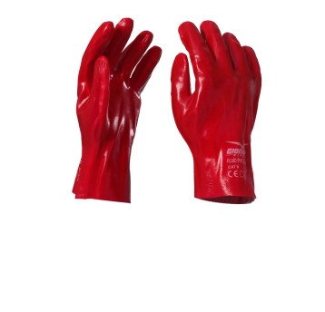 RĘKAWICA Z PCV FLOKOWANA FLUID PVC 27 - CZERWONY