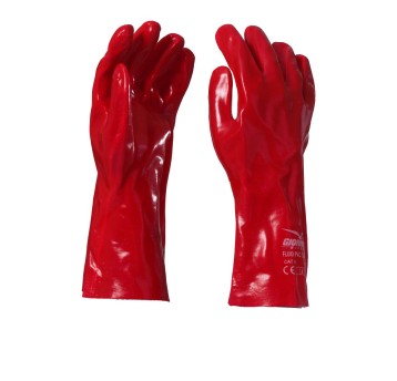 RĘKAWICA Z PCV FLOKOWANA FLUID PVC 35 - CZERWONY