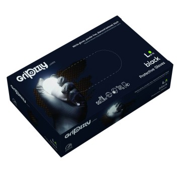 RĘKAWICE OCHRONNE, NITRYLOWE BEZPUDROWE CZARNE 50 SZT. - GRIPZZLY