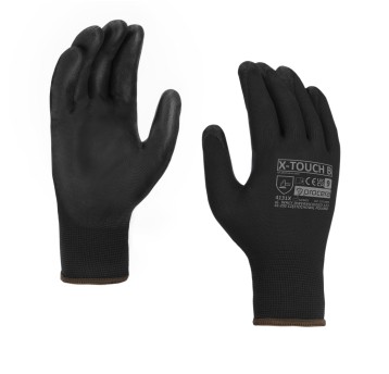 RĘKAWICE OCHRONNE POWLEKANE PU X-TOUCH BLACK