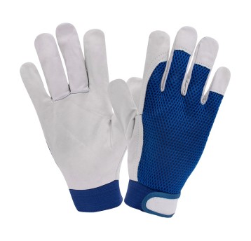 RĘKAWICE OCHRONNE WZMOCNIONE KOZIĄ SKÓRĄ X-TEC BLUE MESH