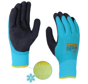 RĘKAWICE OCIEPLANE AKRYLEM POWLEKANE PODWÓJNIE LATEKSEM X-GLACIER ROZM. 10