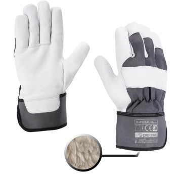 RĘKAWICE OCIEPLANE WZMOCNIONE KOZIĄ SKÓRĄ X-PREMIUM WINTER ROZM. 10