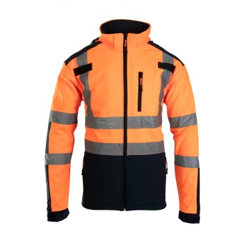 SOFTSHELL BRIXTON FLASH BF005 Z PASAMI ODBLASKOWYMI KAT 2 KLASA2 - POMARAŃCZOWY