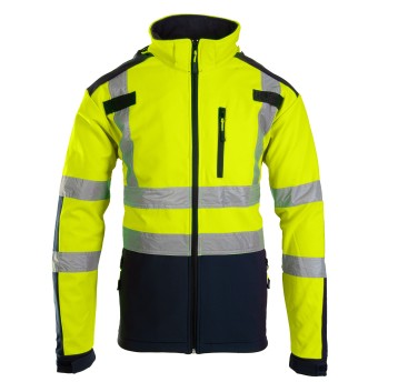 SOFTSHELL BRIXTON FLASH BF005 Z PASAMI ODBLASKOWYMI KAT 2 KLASA2 - ŻÓŁTY