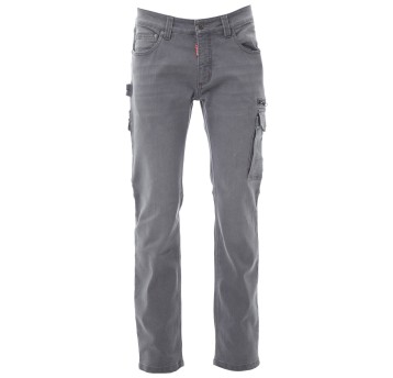 SPODNIE JEANSOWE Z KIESZENIAMI WEST - SZARY STALOWY