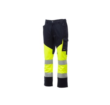 SPODNIE ODBLASKOWE CAŁOROCZNE UNISEX WORKING - ŻÓŁTY FLUO/GRANATOWY