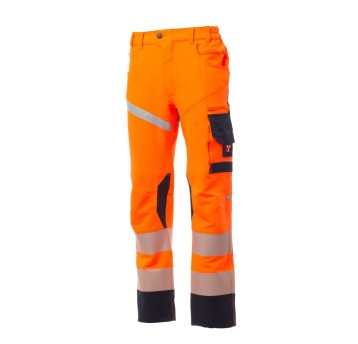 SPODNIE ODBLASKOWE ELASTYCZNE CAŁOROCZNE UNISEX NEXT 4W HI-VI - POMARAŃCZOWY FLUO/GRANATOWY