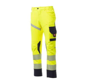 SPODNIE ODBLASKOWE ELASTYCZNE CAŁOROCZNE UNISEX NEXT 4W HI-VI - ŻÓŁTY FLUO/GRANATOWY