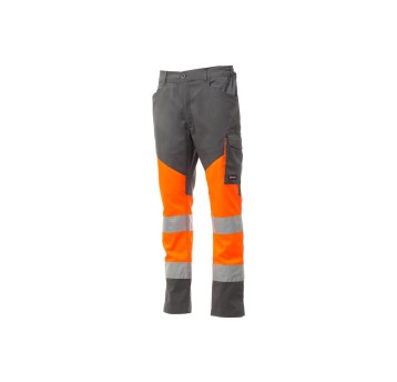 SPODNIE ODBLASKOWE LETNIE UNISEX WORKING SUMMER - ARANCIONE FLUO/SMOKE