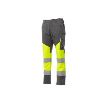 SPODNIE ODBLASKOWE LETNIE UNISEX WORKING SUMMER - ŻÓŁTY FLUO / ZADYMIONY