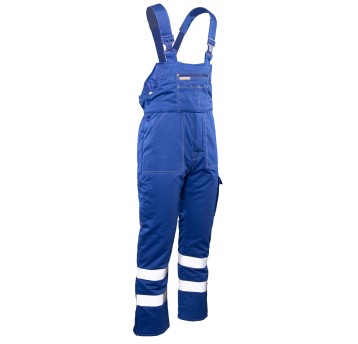 SPODNIE OGRODNICZKI OCIEPLANE BRIXTON SNOW PASY ODBLASKOWE - NIEBIESKI