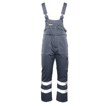 SPODNIE OGRODNICZKI OCIEPLANE BRIXTON SNOW PASY ODBLASKOWE - STALOWY