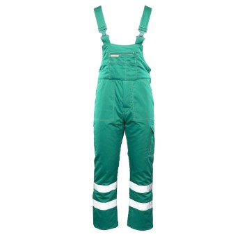 SPODNIE OGRODNICZKI OCIEPLANE BRIXTON SNOW PASY ODBLASKOWE - ZIELONY