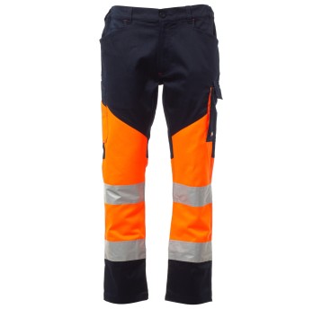 SPODNIE ROBOCZE WORKING - POMARAŃCZOWY FLUO-GRANATOWY