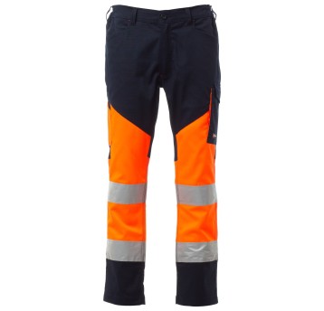 SPODNIE ROBOCZE WORKING SUMMER - POMARAŃCZOWY FLUO-GRANATOWY