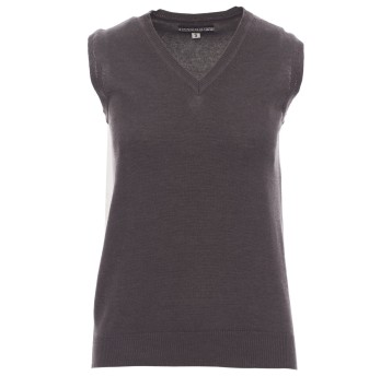 SWETER BEZ RĘKAWÓW W SEREK DESK LADY MELANGE - SZARY POPIELATY MELANŻ