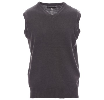 SWETER BEZ RĘKAWÓW W SEREK DESK MELANGE - SZARY POPIELATY MELANŻ